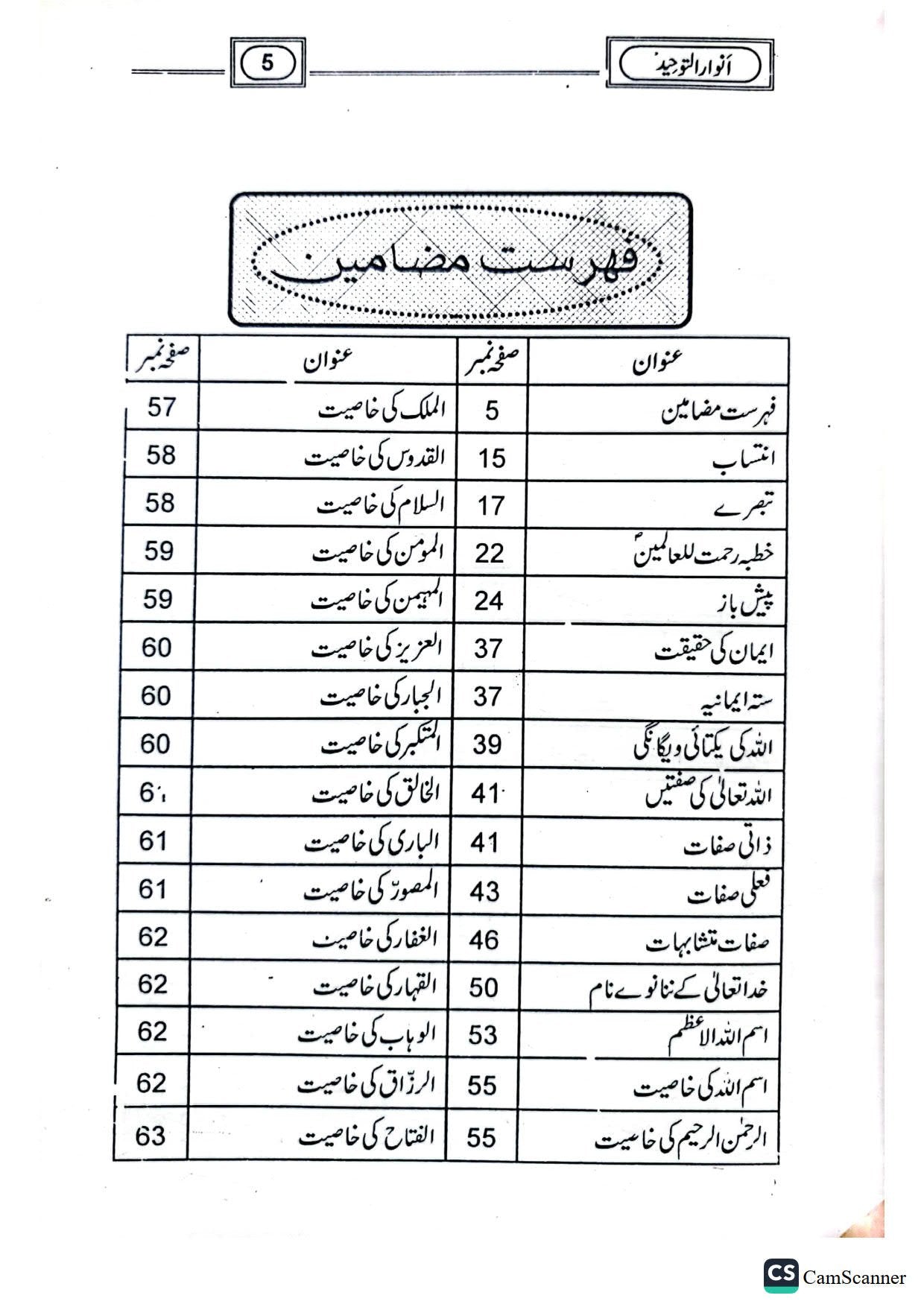 Anwar al-Tawheed<br>انوار التوحید